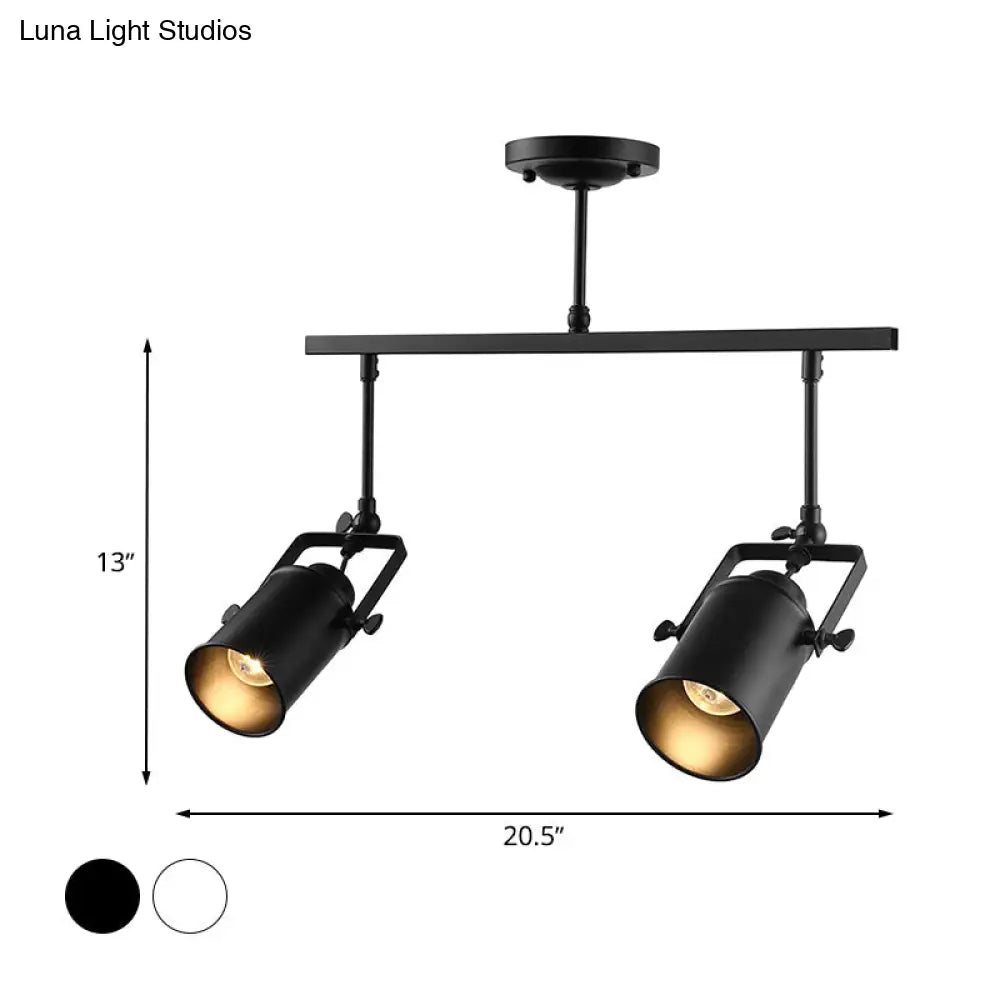 Industrial Style Metallic Cylinder Dining Room Semi-Flush Light Track Fixture - Rotatable