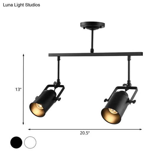 Industrial Style Metallic Cylinder Dining Room Semi-Flush Light Track Fixture - Rotatable