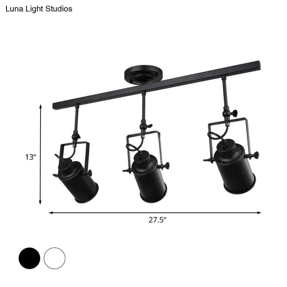 Industrial Style Metallic Cylinder Dining Room Semi-Flush Light Track Fixture - Rotatable