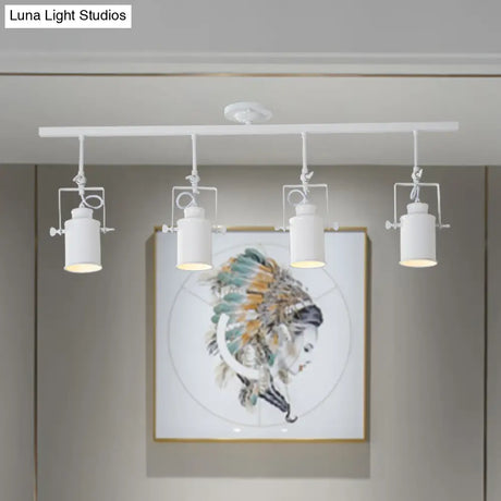 Industrial Style Metallic Cylinder Dining Room Semi-Flush Light Track Fixture - Rotatable