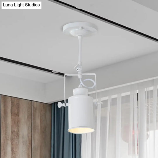 Industrial Style Metallic Cylinder Dining Room Semi-Flush Light Track Fixture - Rotatable
