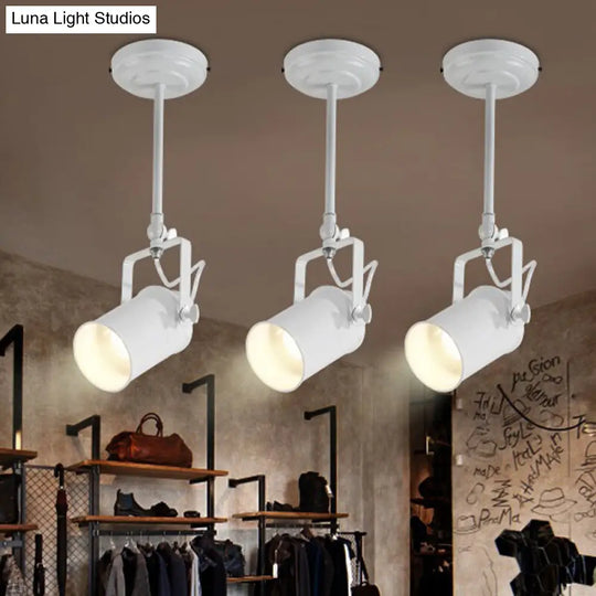 Industrial Style Metallic Cylinder Dining Room Semi-Flush Light Track Fixture - Rotatable