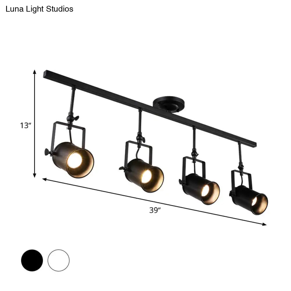 Industrial Style Metallic Cylinder Dining Room Semi-Flush Light Track Fixture - Rotatable
