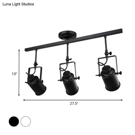 Industrial Style Metallic Cylinder Dining Room Semi-Flush Light Track Fixture - Rotatable