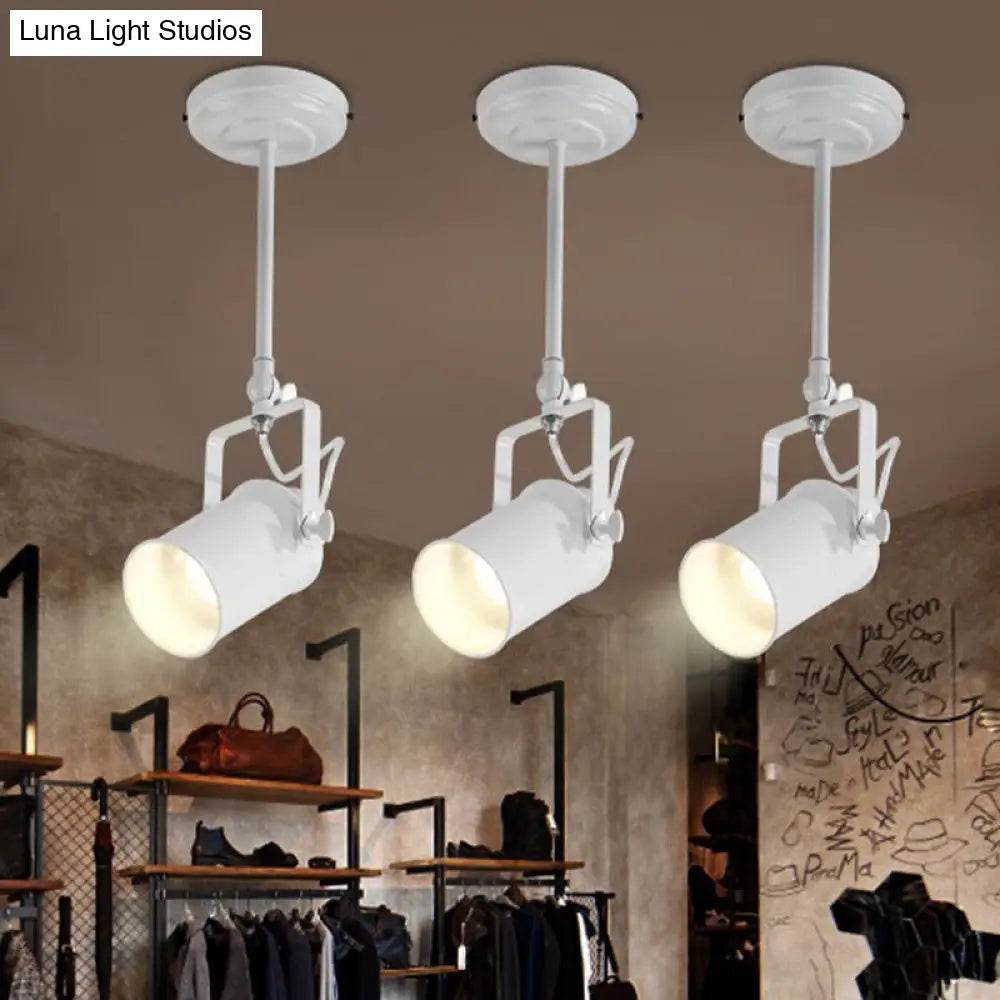 Industrial Style Metallic Cylinder Dining Room Semi-Flush Light Track Fixture - Rotatable