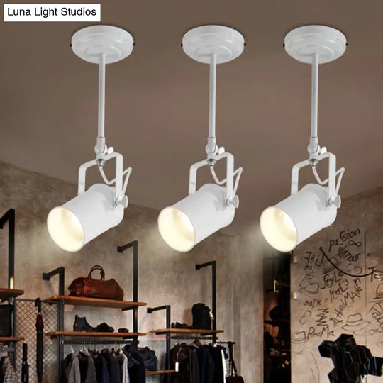 Industrial Style Metallic Cylinder Dining Room Semi-Flush Light Track Fixture - Rotatable