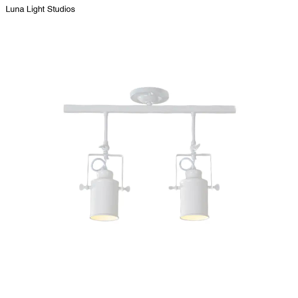 Industrial Style Metallic Cylinder Dining Room Semi-Flush Light Track Fixture - Rotatable
