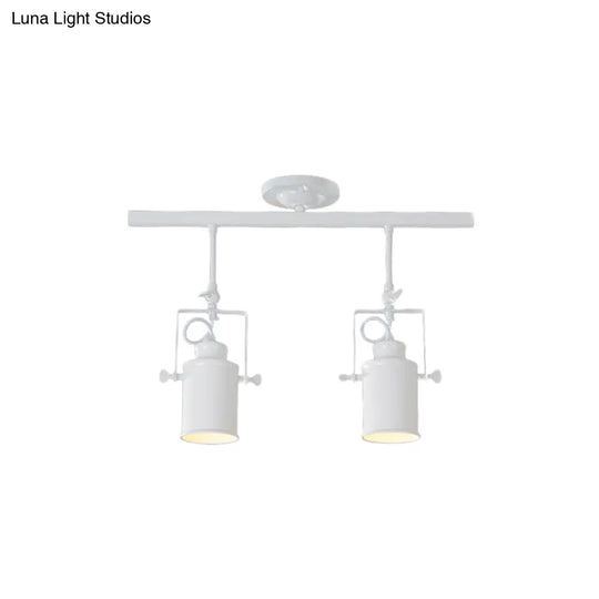 Industrial Style Metallic Cylinder Dining Room Semi-Flush Light Track Fixture - Rotatable