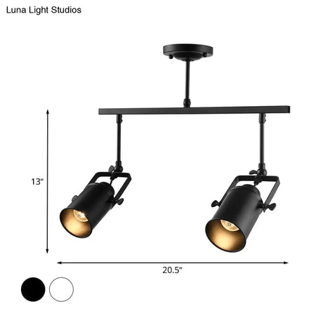 Industrial Style Metallic Cylinder Dining Room Semi-Flush Light Track Fixture - Rotatable