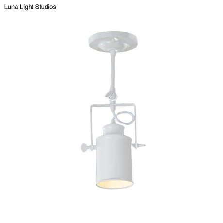 Industrial Style Metallic Cylinder Dining Room Semi-Flush Light Track Fixture - Rotatable