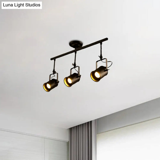 Industrial Style Metallic Cylinder Dining Room Semi-Flush Light Track Fixture - Rotatable