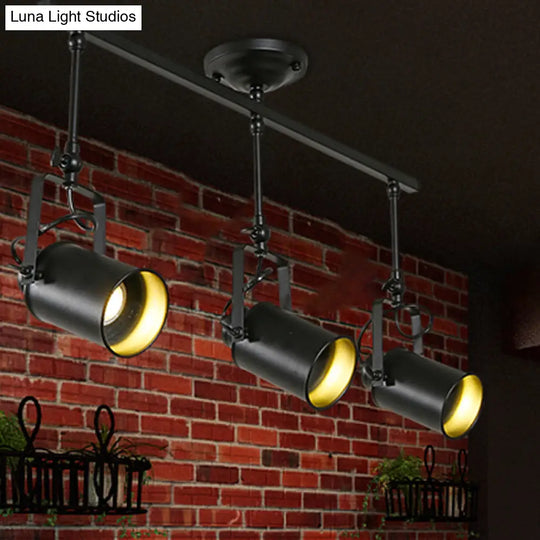 Industrial Style Metallic Cylinder Dining Room Semi-Flush Light Track Fixture - Rotatable