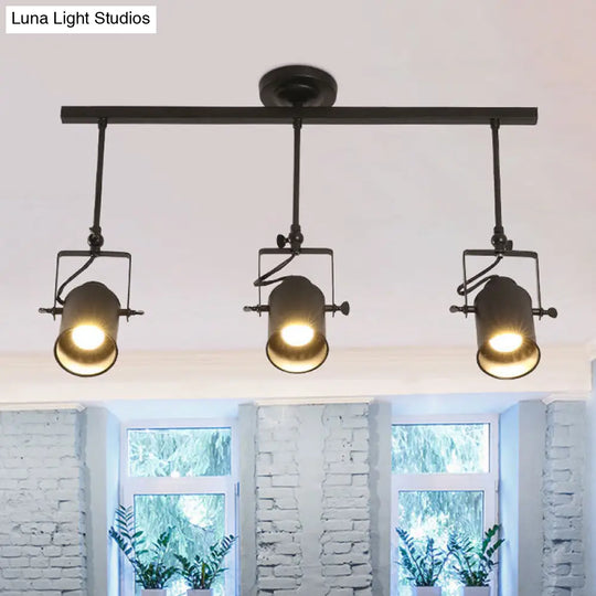 Industrial Style Metallic Cylinder Dining Room Semi-Flush Light Track Fixture - Rotatable