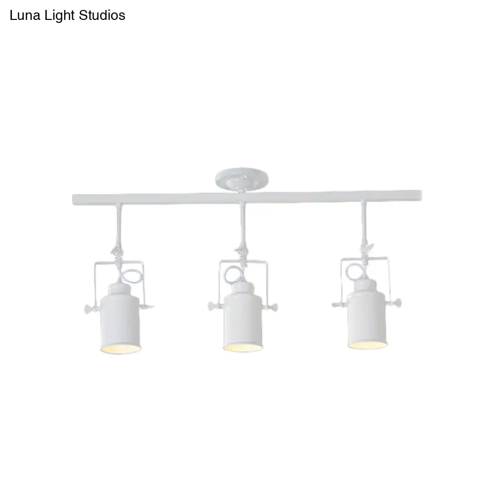 Industrial Style Metallic Cylinder Dining Room Semi-Flush Light Track Fixture - Rotatable