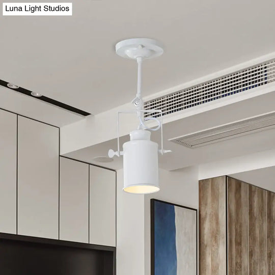 Industrial Style Metallic Cylinder Dining Room Semi-Flush Light Track Fixture - Rotatable