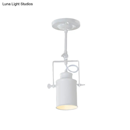 Industrial Style Metallic Cylinder Dining Room Semi-Flush Light Track Fixture - Rotatable
