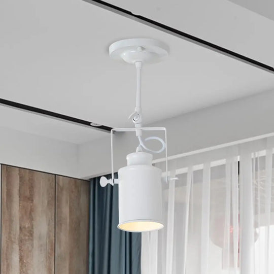 Industrial Style Metallic Cylinder Dining Room Semi-Flush Light Track Fixture - Rotatable