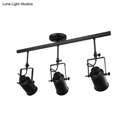 Industrial Style Metallic Cylinder Dining Room Semi-Flush Light Track Fixture - Rotatable