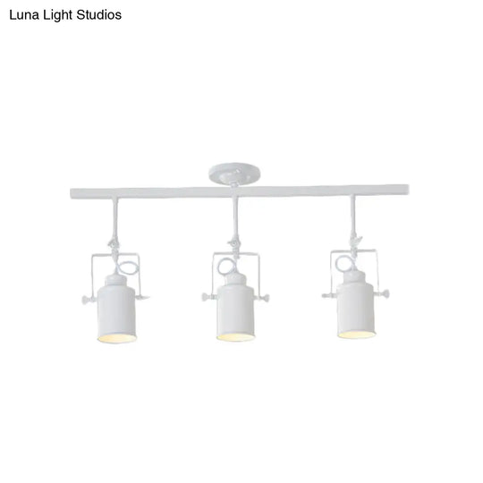Industrial Style Metallic Cylinder Dining Room Semi-Flush Light Track Fixture - Rotatable