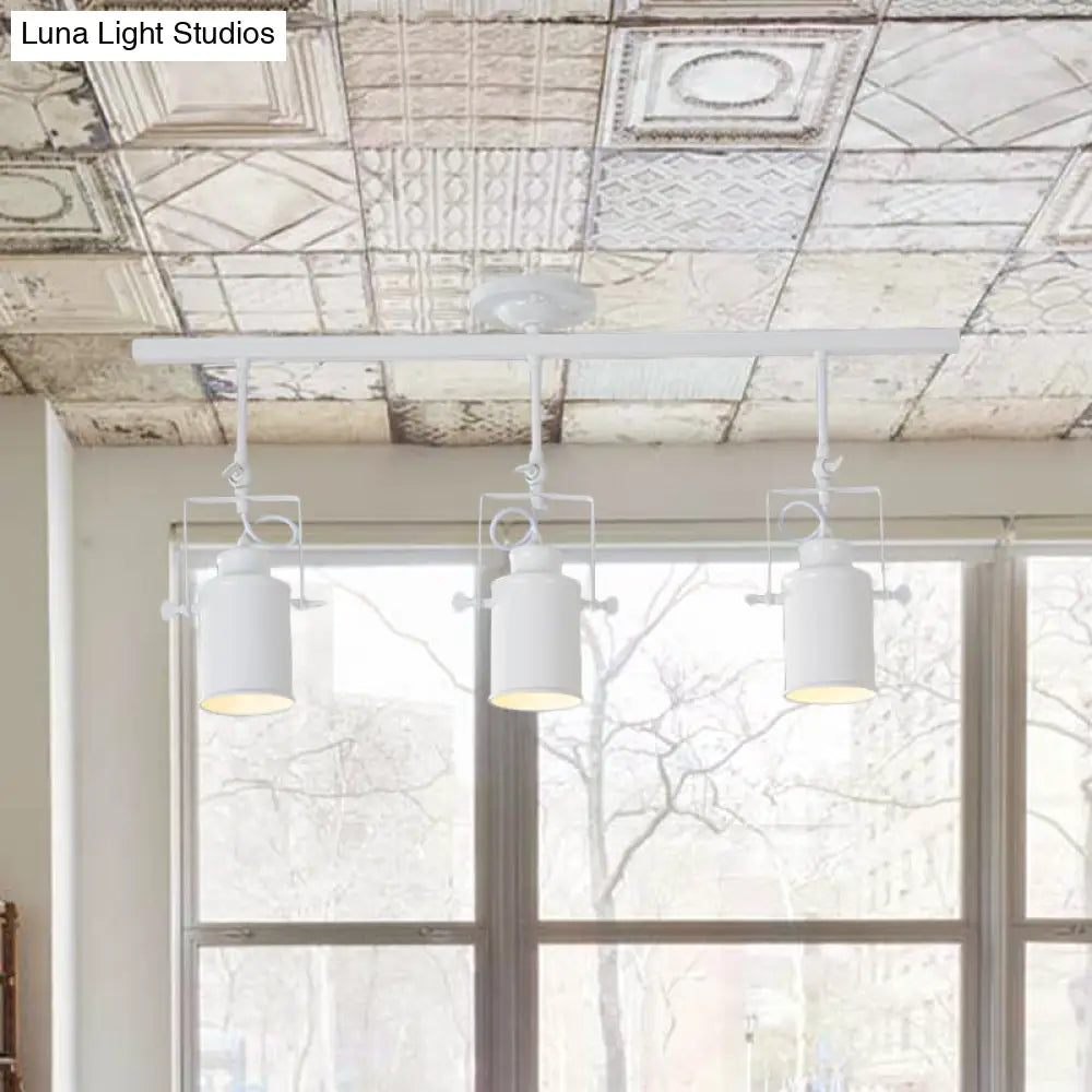 Industrial Style Metallic Cylinder Dining Room Semi-Flush Light Track Fixture - Rotatable