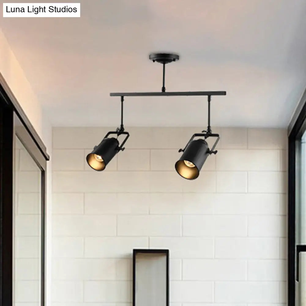 Industrial Style Metallic Cylinder Dining Room Semi-Flush Light Track Fixture - Rotatable