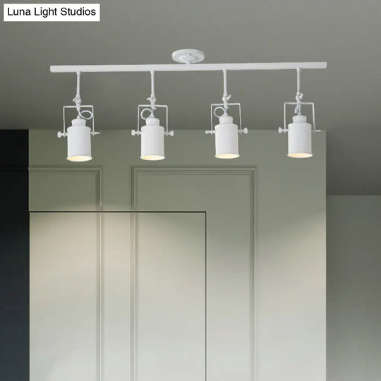 Industrial Style Metallic Cylinder Dining Room Semi-Flush Light Track Fixture - Rotatable