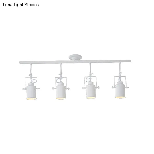 Industrial Style Metallic Cylinder Dining Room Semi-Flush Light Track Fixture - Rotatable