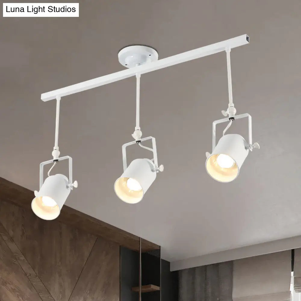 Industrial Style Metallic Cylinder Dining Room Semi-Flush Light Track Fixture - Rotatable