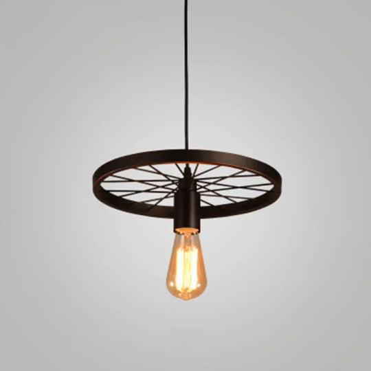 Industrial Style Metallic Multi-Light Pendant With Wheel Design - Perfect For Restaurants 1 / Black