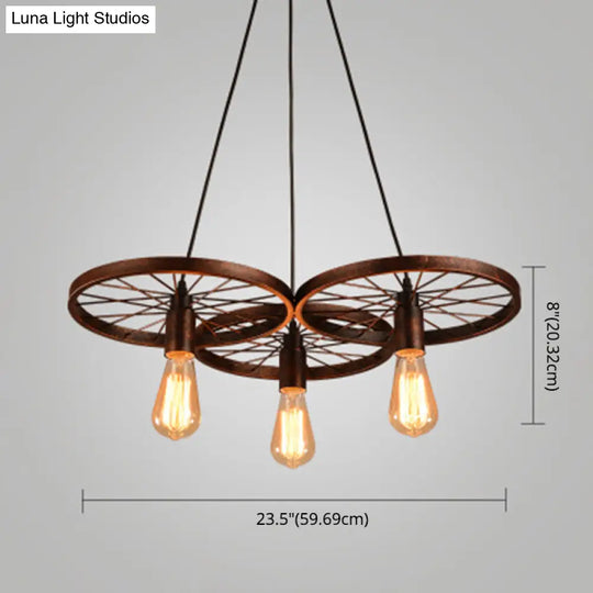 Industrial Style Metallic Multi-Light Pendant With Wheel Design - Perfect For Restaurants