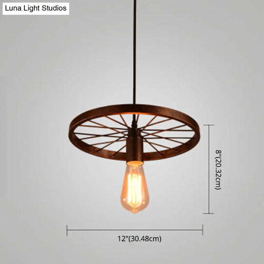 Metallic Industrial Style Multi-Light Pendant With Wheel Design Perfect For Restaurants
