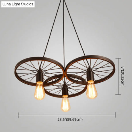 Industrial Style Metallic Multi-Light Pendant With Wheel Design - Perfect For Restaurants