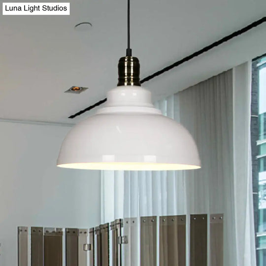 Industrial Style Metallic Pendant Ceiling Light - 12/14/16 Dia 1 Bowl Shade Black/White Inner