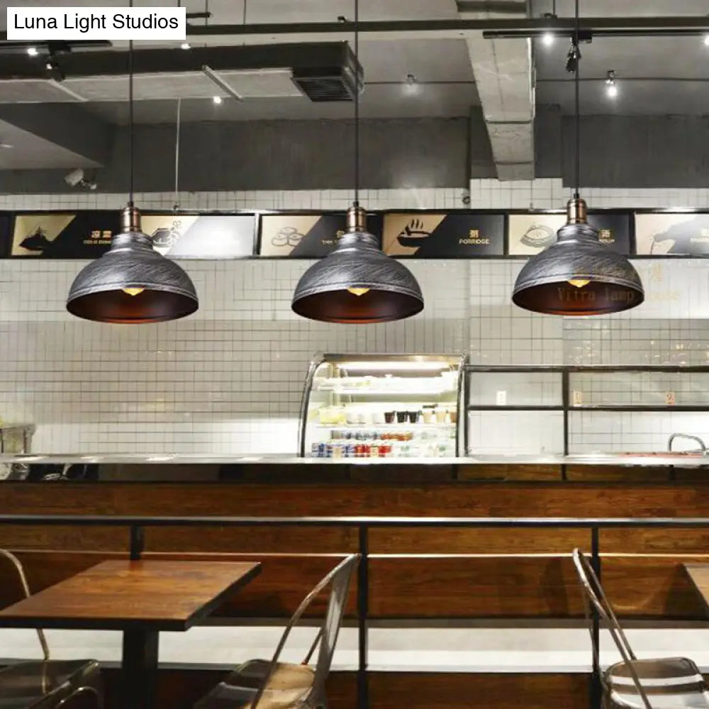 Industrial Style Metallic Pendant Ceiling Light - 12/14/16 Dia 1 Bowl Shade Black/White Inner