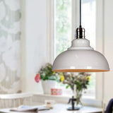 Industrial Style Metallic Pendant Ceiling Light - 12’/14’/16’ Dia 1 Bowl Shade Black/White