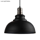 Industrial Style Metallic Pendant Ceiling Light - 12’/14’/16’ Dia 1 Bowl Shade Black/White Inner
