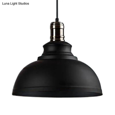 Industrial Style Metallic Pendant Ceiling Light - 12’/14’/16’ Dia 1 Bowl Shade Black/White Inner
