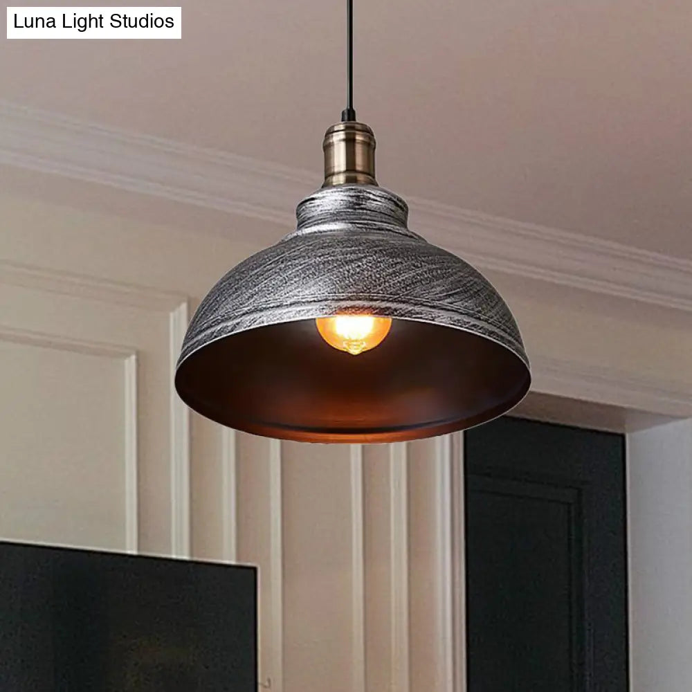 Industrial Style Metallic Pendant Ceiling Light - 12/14/16 Dia 1 Bowl Shade Black/White Inner