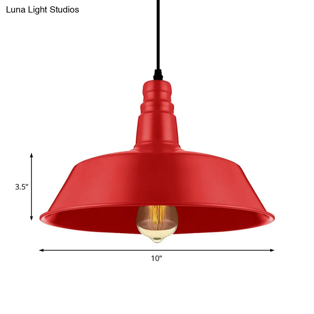 Barn Living Room Pendant Lighting - Industrial Style Metallic Ceiling Light Fixture 1 Bulb Red/Green