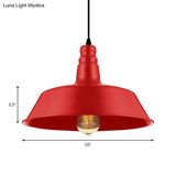 Industrial Style Metallic Pendant Lighting - 10’/14’ Wide Barn Living Room 1 Bulb Red/Green