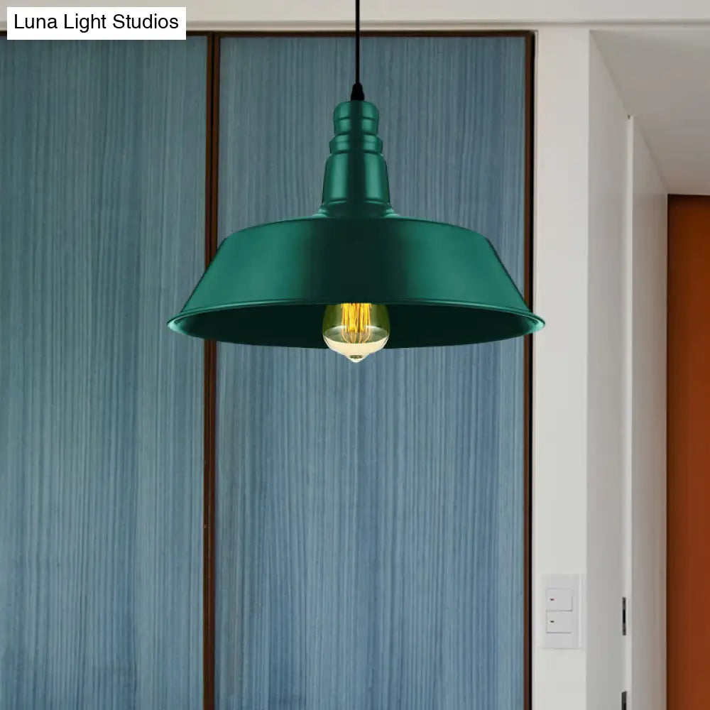Barn Living Room Pendant Lighting - Industrial Style Metallic Ceiling Light Fixture 1 Bulb Red/Green