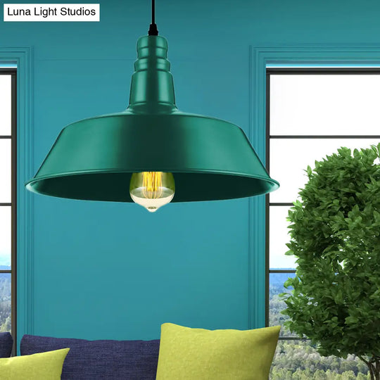 Industrial Style Metallic Pendant Lighting - 10’/14’ Wide Barn Living Room 1 Bulb Red/Green