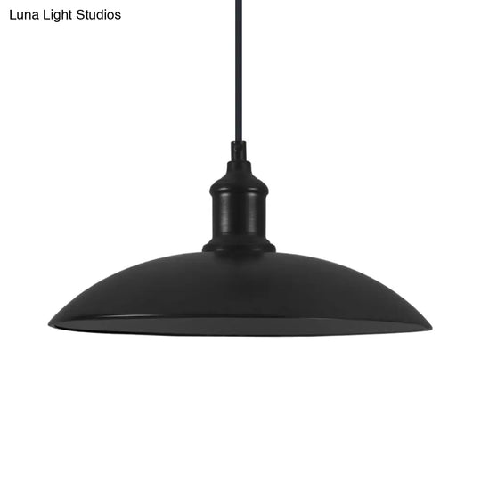 Industrial Metallic Saucer Pendant Light - 12.5/16 Diameter 1 Black/White