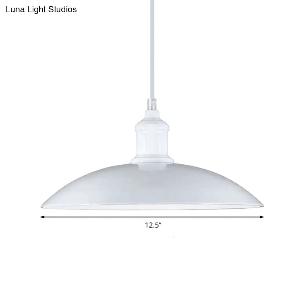 Industrial Style Metallic Saucer Pendant Light - 12.5’/16’ W 1 Black/White For Living Room Ceiling