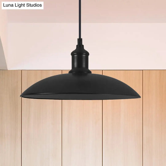 Industrial Metallic Saucer Pendant Light - 12.5/16 Diameter 1 Black/White Black / 12.5