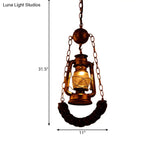 Industrial Style Pendant Lighting: Clear Glass Brass Hanging Lamp Kit With Kerosene & Resin Curved