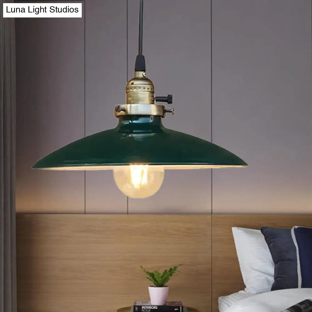 Industrial Style Saucer Metal Pendant Ceiling Light In Black/White - Perfect For Living Room
