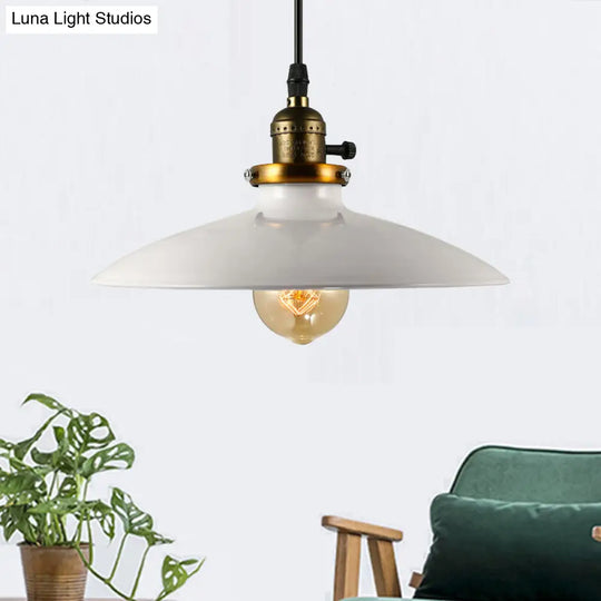 Industrial Style Saucer Metal Pendant Ceiling Light In Black/White - Perfect For Living Room