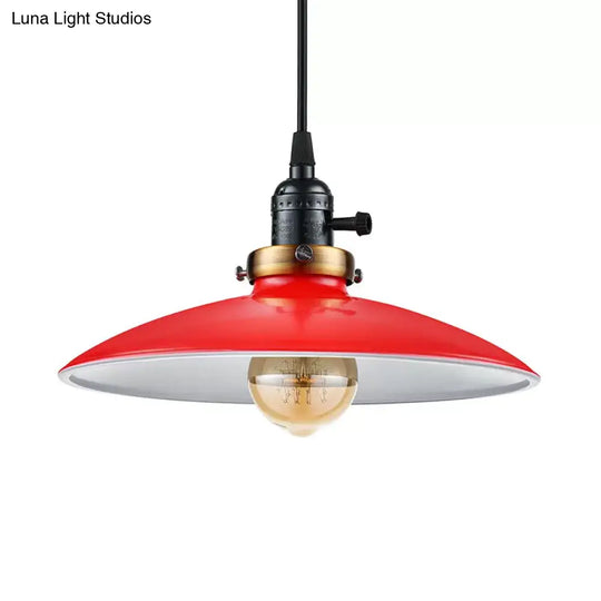 Industrial Style Saucer Metal Pendant Ceiling Light In Black/White - Perfect For Living Room