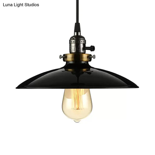 Industrial Style Saucer Metal Pendant Ceiling Light In Black/White - Perfect For Living Room